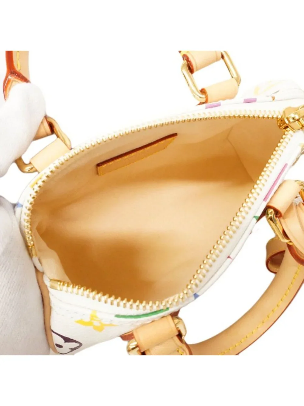Louis Vuitton Handbag Monogram Multicolor Nano Speedy Blanc 2-Way